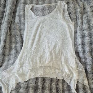 Indigo Thread Co 🖤 Elegant White Lace Women's Top (226)